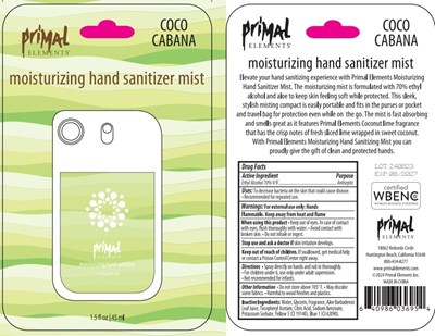 Image Description (Primal Elements Moisturizing Hand Sanitizer Mist   Coco Cabana)